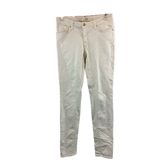 Kate Spade Broome Street Womens Skinny Jeans Size 26 White Play Hooky W28 x L31 - Picture 3 of 12